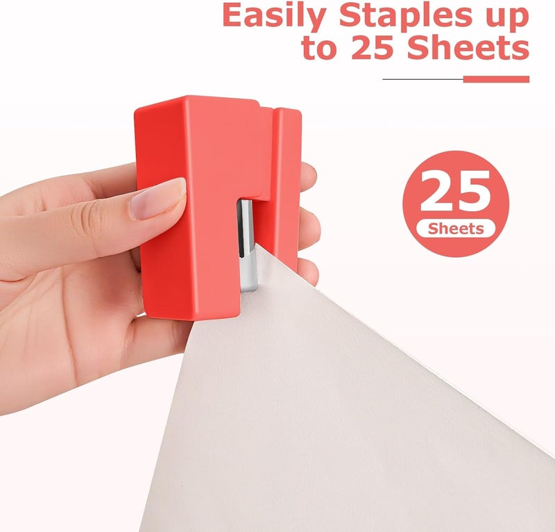 Yzkula Mini Stapler - Small Cute Desk Staplers - 25 Sheet Capacity with 830 Staples and Staple Remover, Desktop Stapler for Office, School, Home, Orange - Image 5